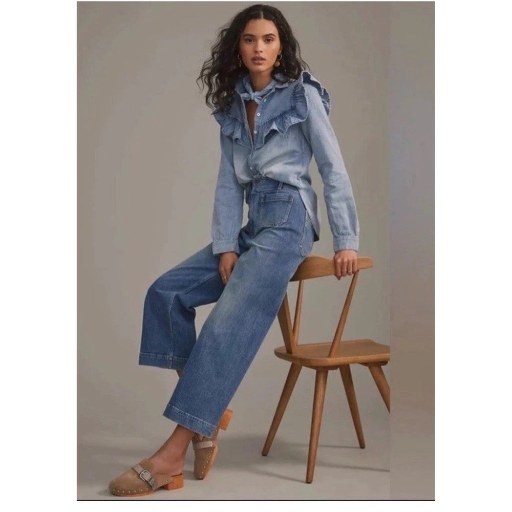 Anthropologie Pilcro The Sipper High-Rise Wide-Leg Cropped Jeans, 28 Collete